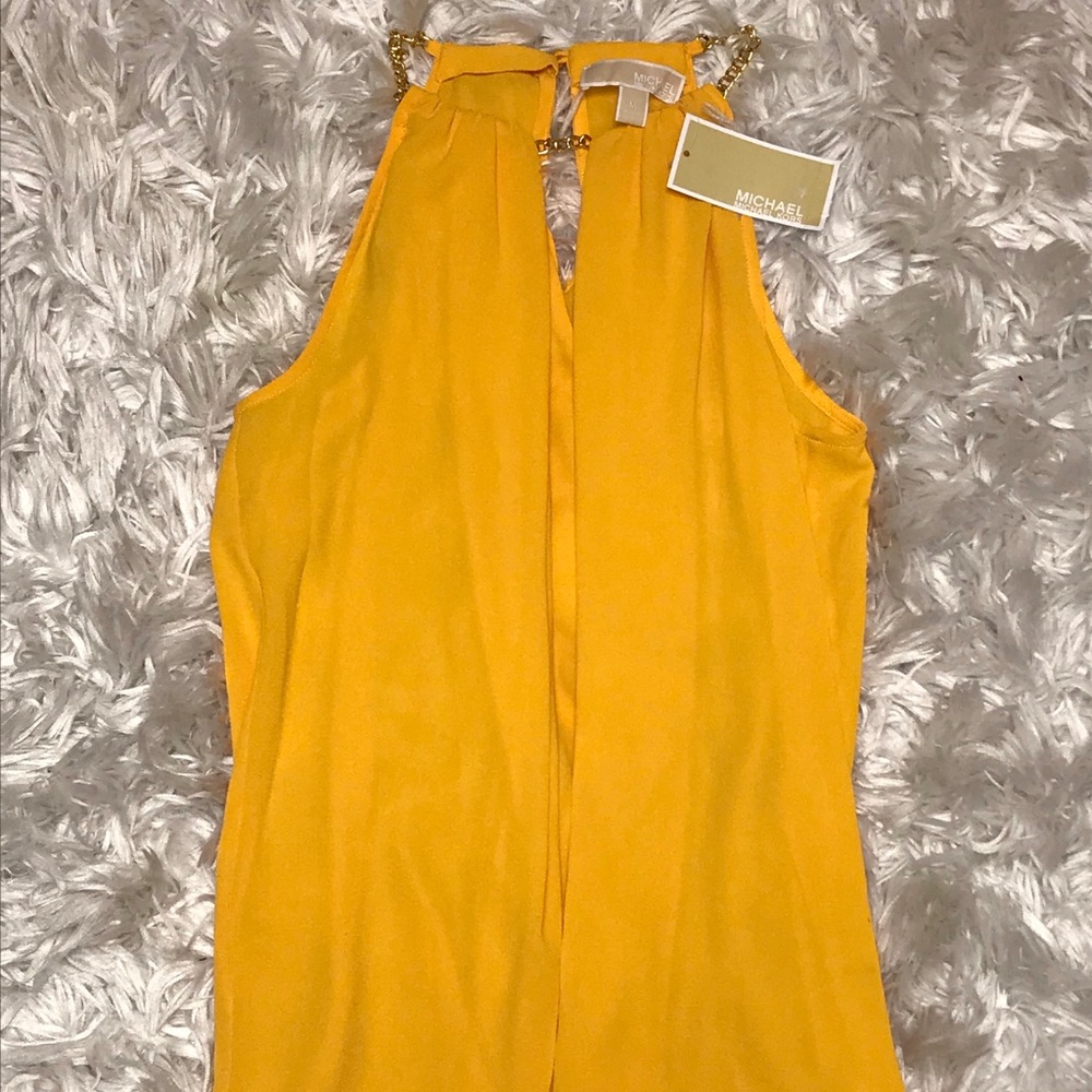 Michael Kors NWT Chain Neck Woven Slit Top